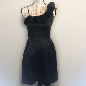 Teeze Me Black One Shoulder Satin Cocktail Dress